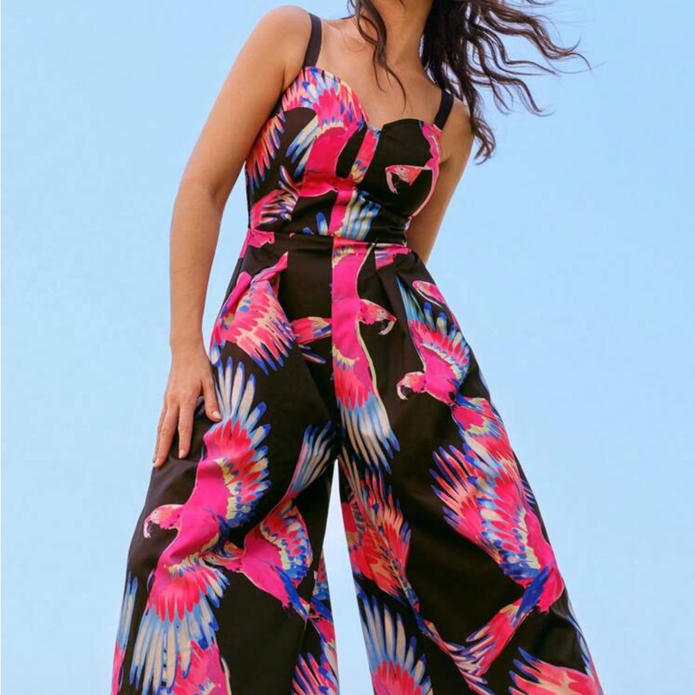 Vibrant Parrot Print Jumpsuit